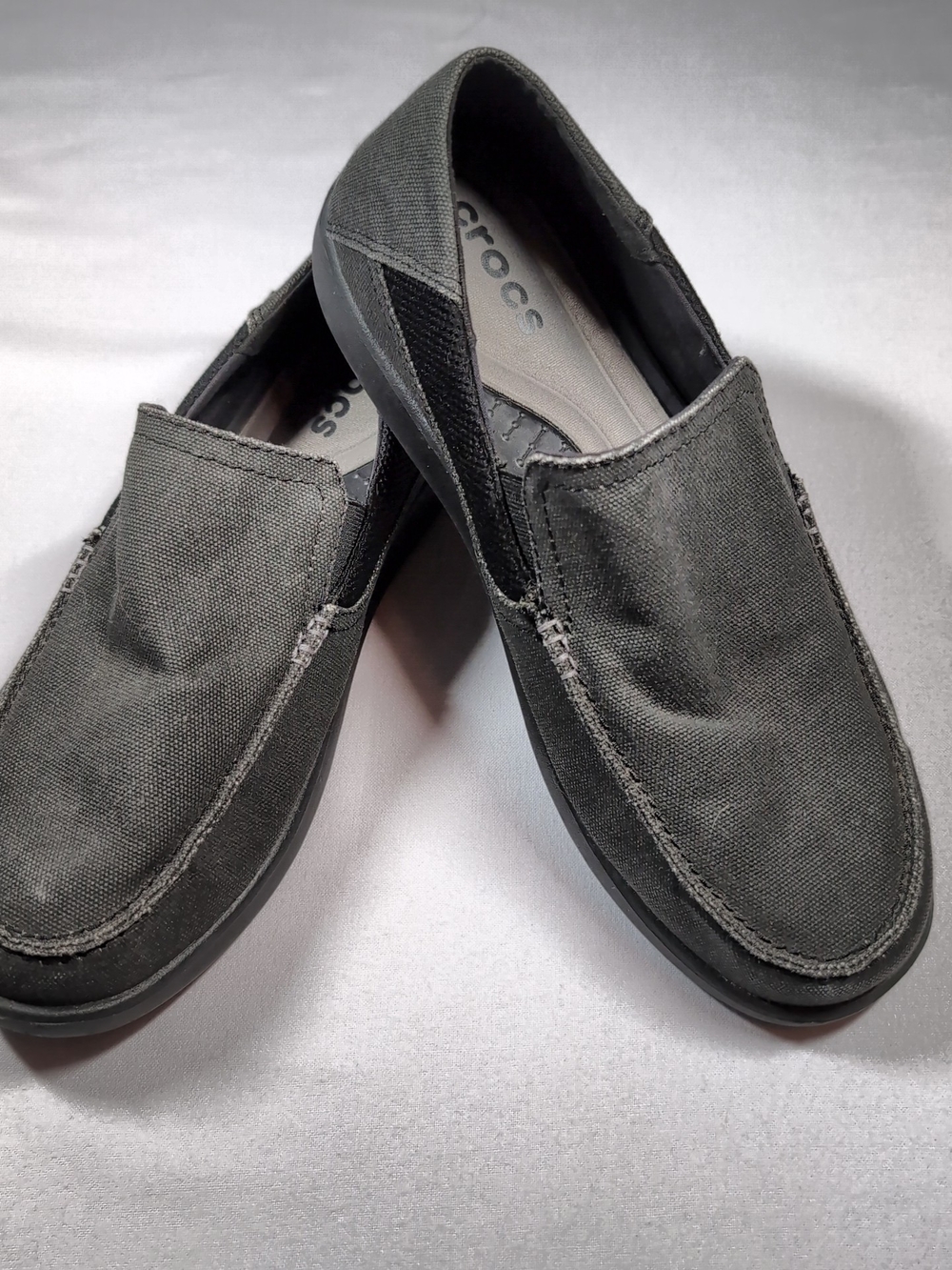 Crocs Men's Slip-On Canvas Loafer — Gray
